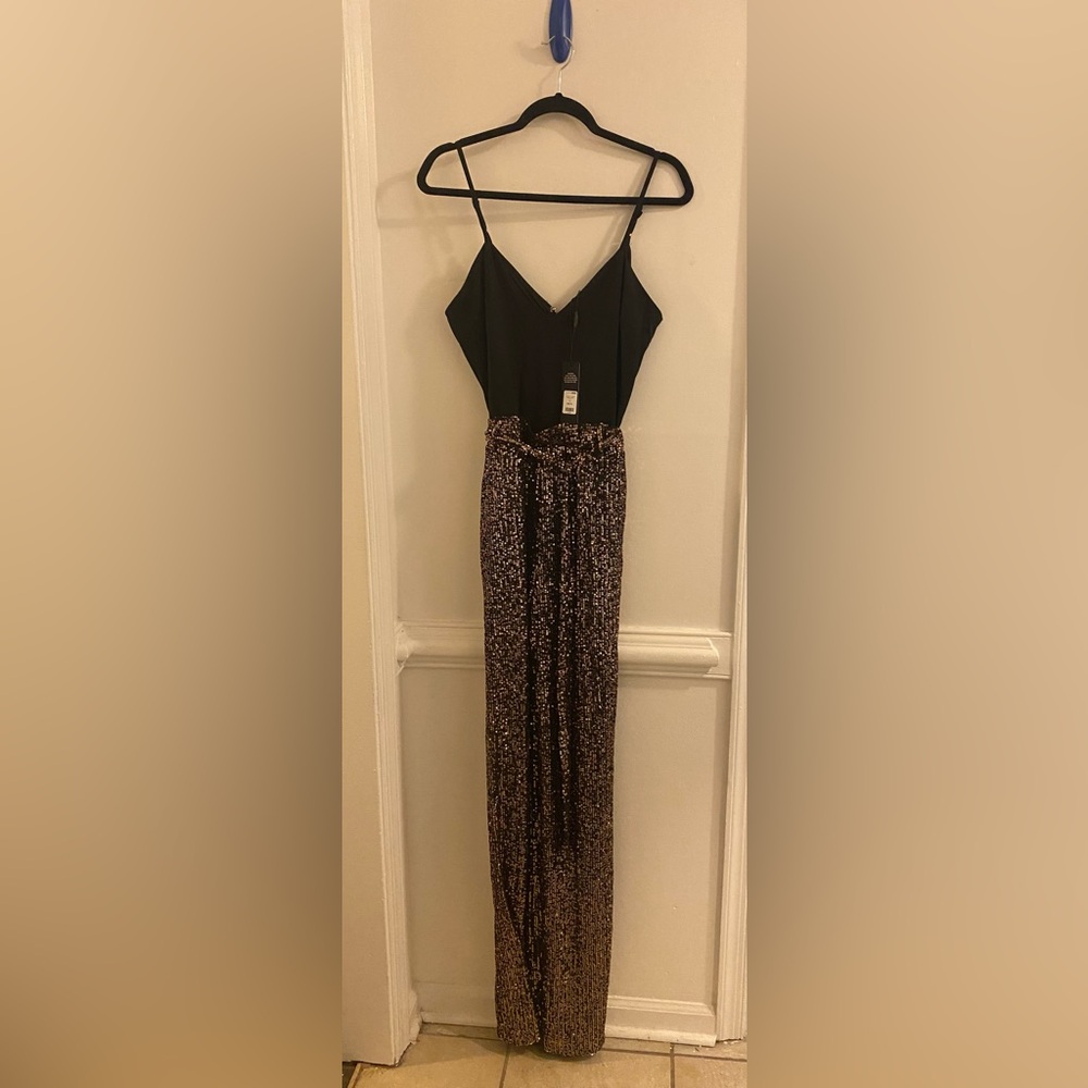 Fashion Nova Dressed To Impress Sequin Jumpsuit - Gold - Picture 4 of 8